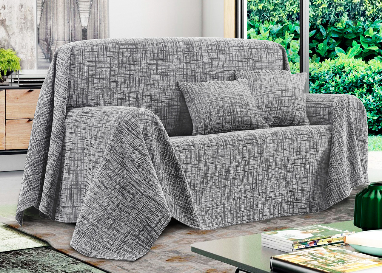 foto del prodotto telo arredo copridivano multiuso copritutto misto cotone modello multirighe 260x260 silver