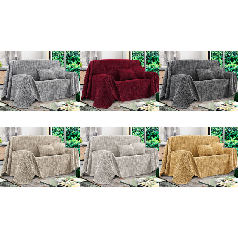foto del prodotto telo arredo copridivano multiuso copritutto misto cotone modello multirighe, misura180x260colorecorda