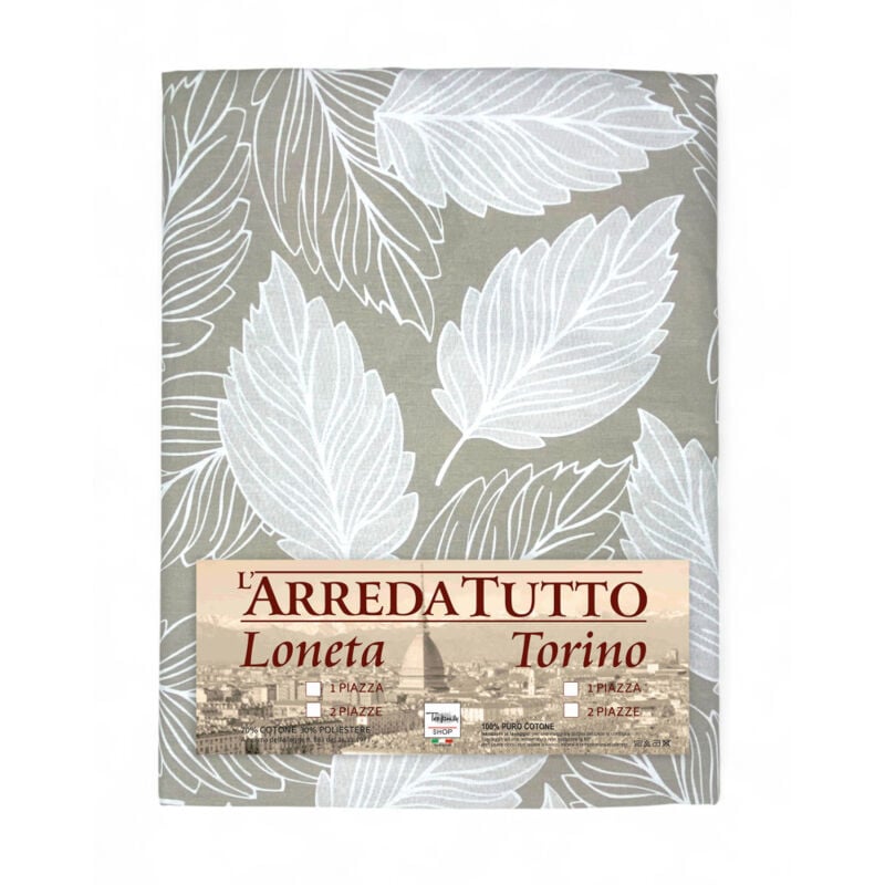 foto del prodotto telo arredo copritutto foglie beige gran foulard multiuso in cotone copriletto, copridivano made in italy 1 piazza