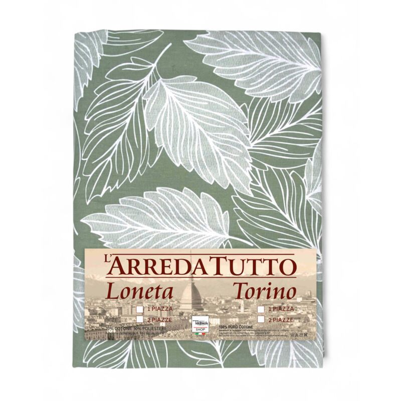 foto del prodotto telo arredo copritutto foglie verde gran foulard multiuso in cotone copriletto, copridivano made in italy 1 piazza