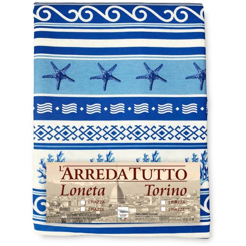foto del prodotto telo arredo copritutto gran foulard copriletto copridivano grecia blu mare marino 1 piazza