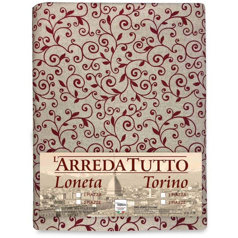 foto del prodotto telo arredo copritutto gran foulard copriletto copridivano tessuto dory arabesco rosso 2 piazze