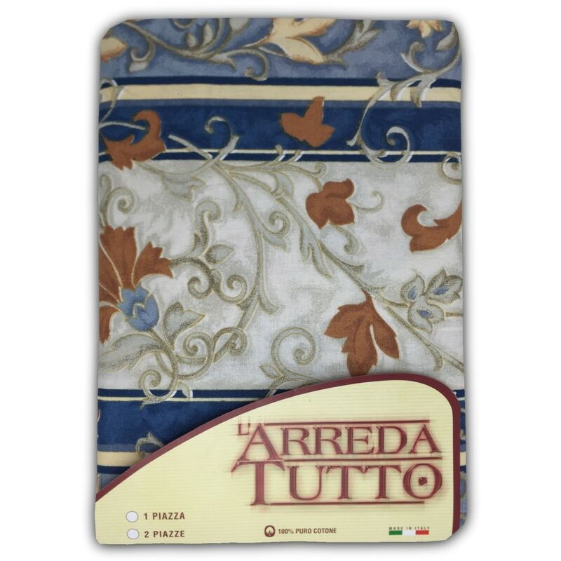 foto del prodotto telo arredo copritutto gran foulard copriletto copridivano tessuto edera blu 2 piazze