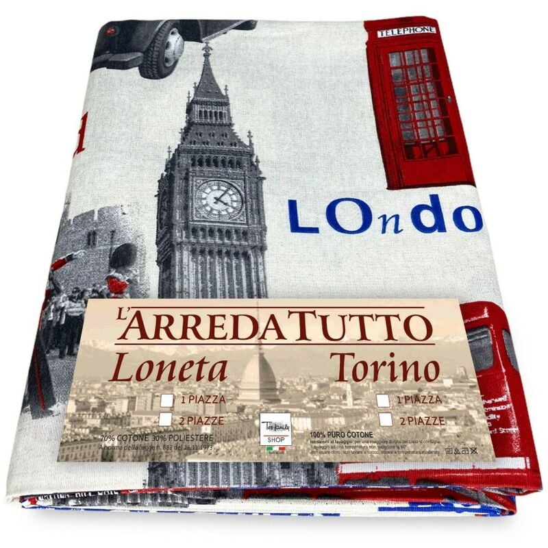 foto del prodotto telo arredo copritutto gran foulard copriletto copridivano tessuto loneta londra new 20 1 piazza