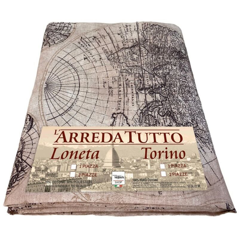 foto del prodotto telo arredo copritutto gran foulard copriletto copridivano tessuto loneta mondo marrone 1 piazza