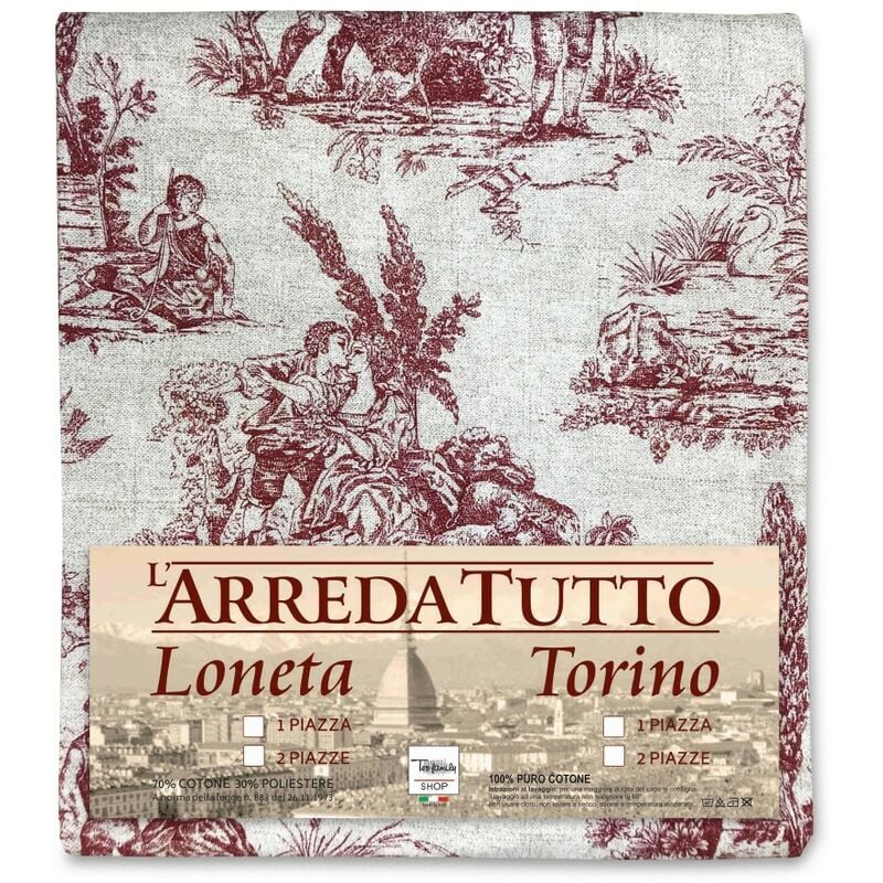 foto del prodotto telo arredo copritutto gran foulard copriletto copridivano tessuto loneta toiles de jouy 2 piazze