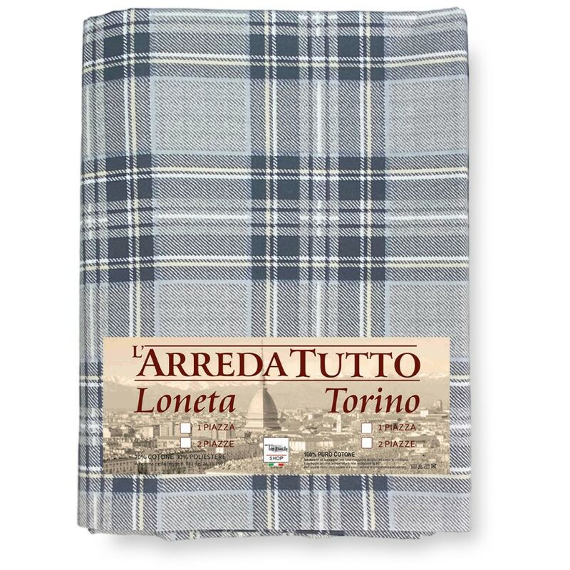 foto del prodotto telo arredo copritutto gran foulard copriletto copridivano tessuto scozzese grigio 2 piazze