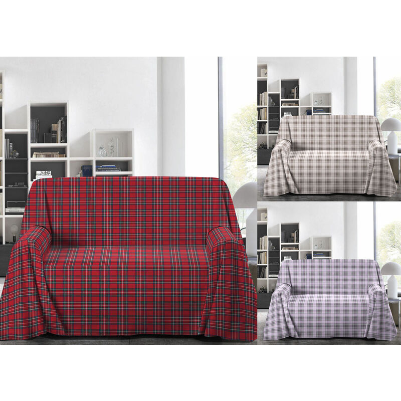 foto del prodotto telo arredo copritutto multiuso salvadivano in cotone scozzese kilt, misurasingolocolorerosso
