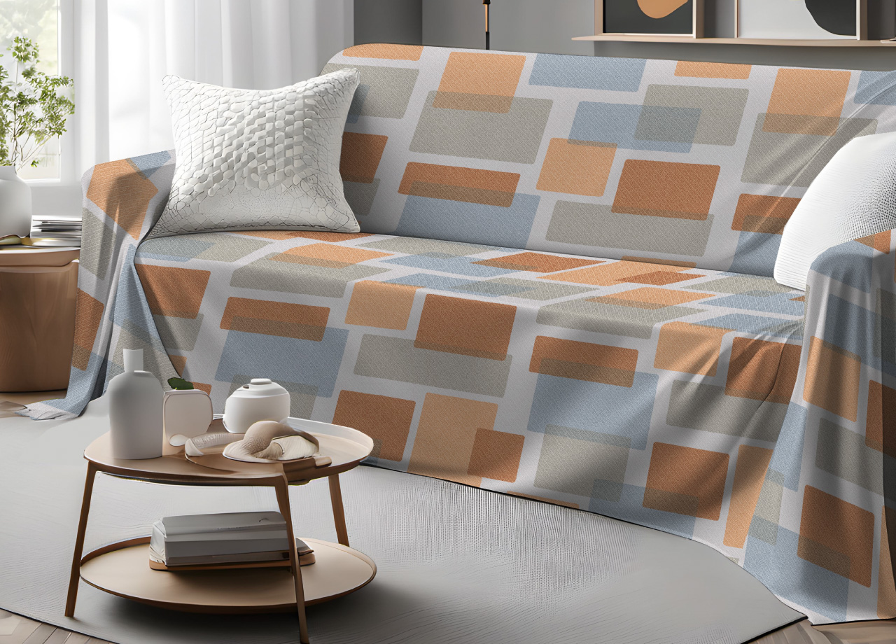 foto del prodotto telo arredo granfoulard copritutto salvadivano 100 cotone dis. square singolo arancio