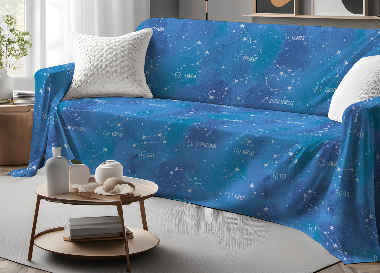 foto del prodotto telo arredo granfoulard copritutto salvadivano 100 cotone dis. zodiaco matrimoniale zodiaco