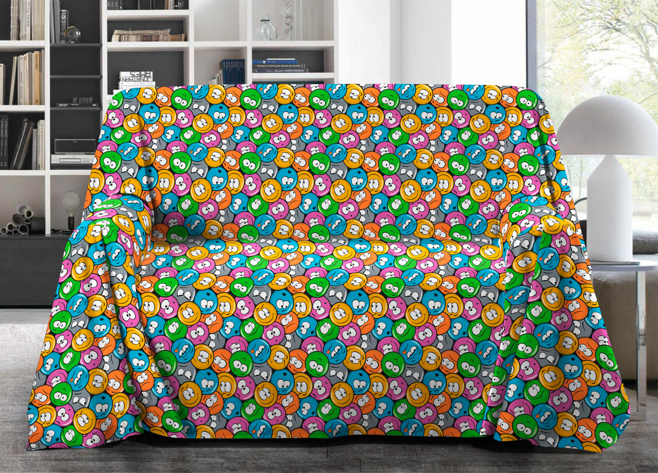 foto del prodotto telo arredo granfoulard copritutto salvadivano 100 cotone disegno emoji singolo emoji