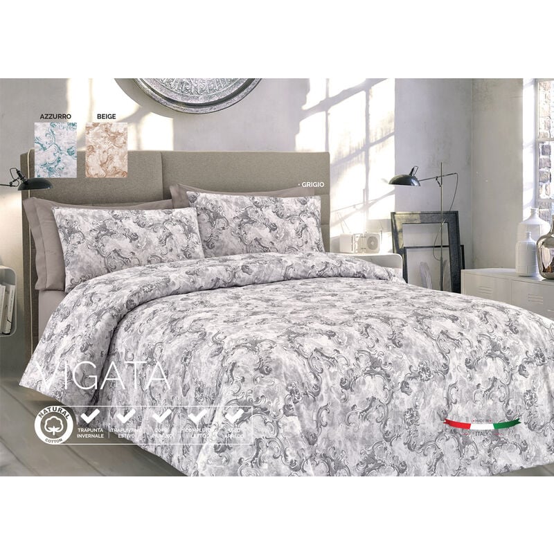 foto del prodotto telo arredo multiiuso copritutto in 100 cotone disegno vigata, misurasingolocoloregrigio