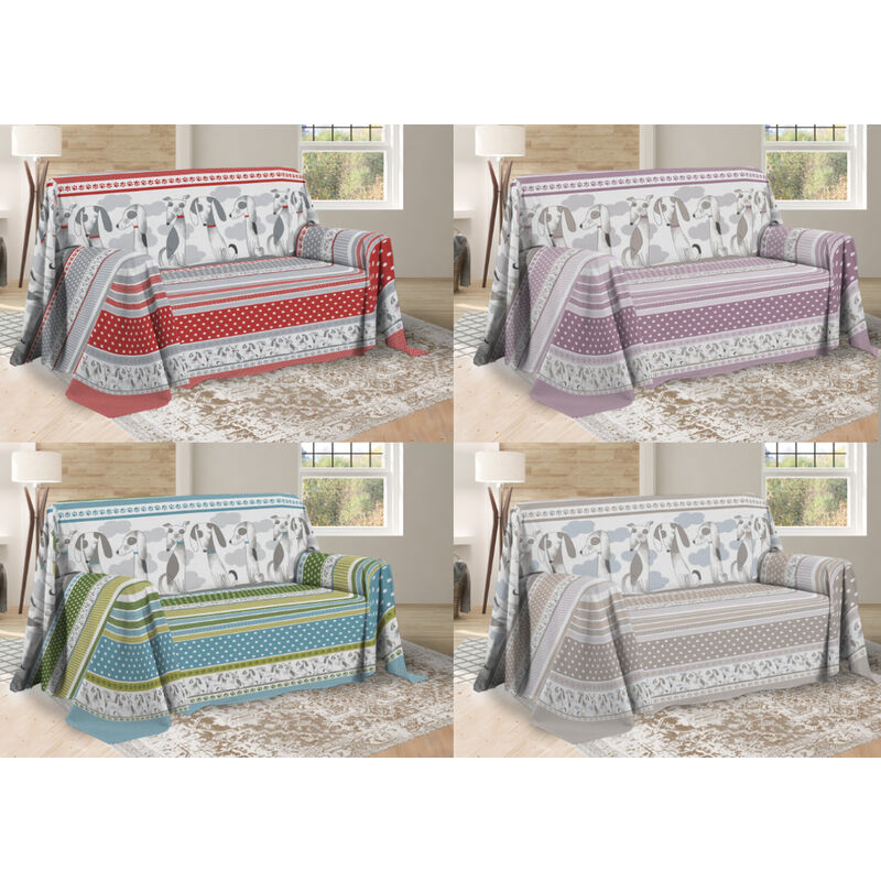 foto del prodotto telo arredo multiuso linea pensieri delicati in cotone disegno bau bau, misurasingolocoloregrigio