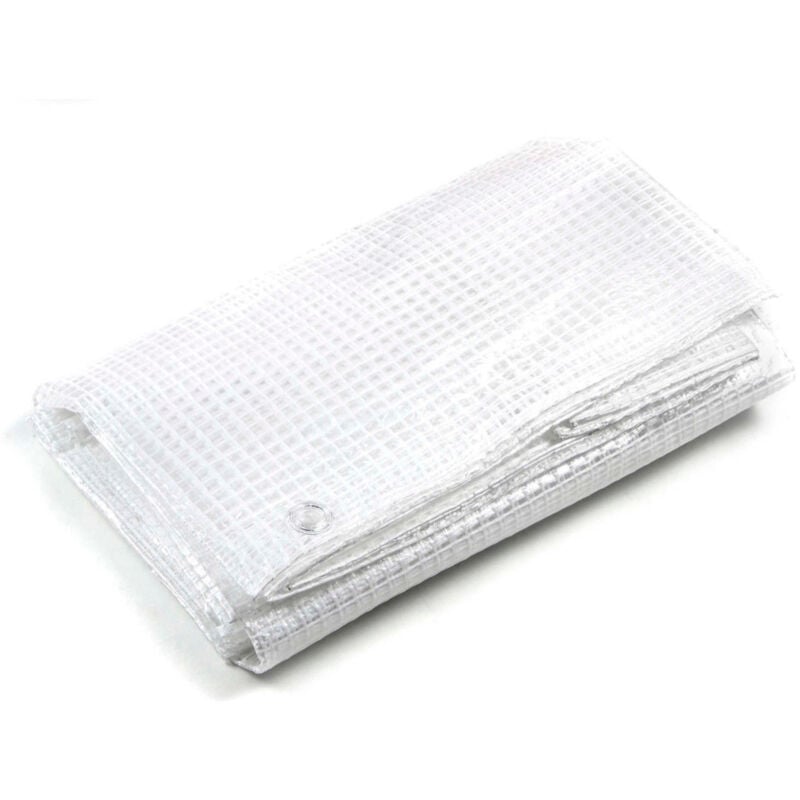 foto del prodotto telo bianco trasparente occhiellato retinato antivento antistrappo anti uv misura 3x5 mt sti