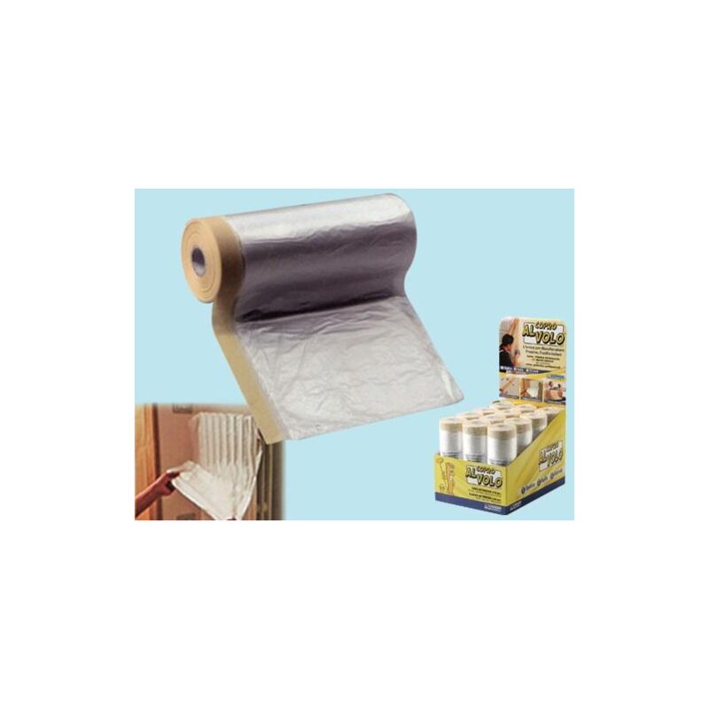 foto del prodotto telo copertura per pitturazione in plastica con nastro cm.55x20mt pezzi 3