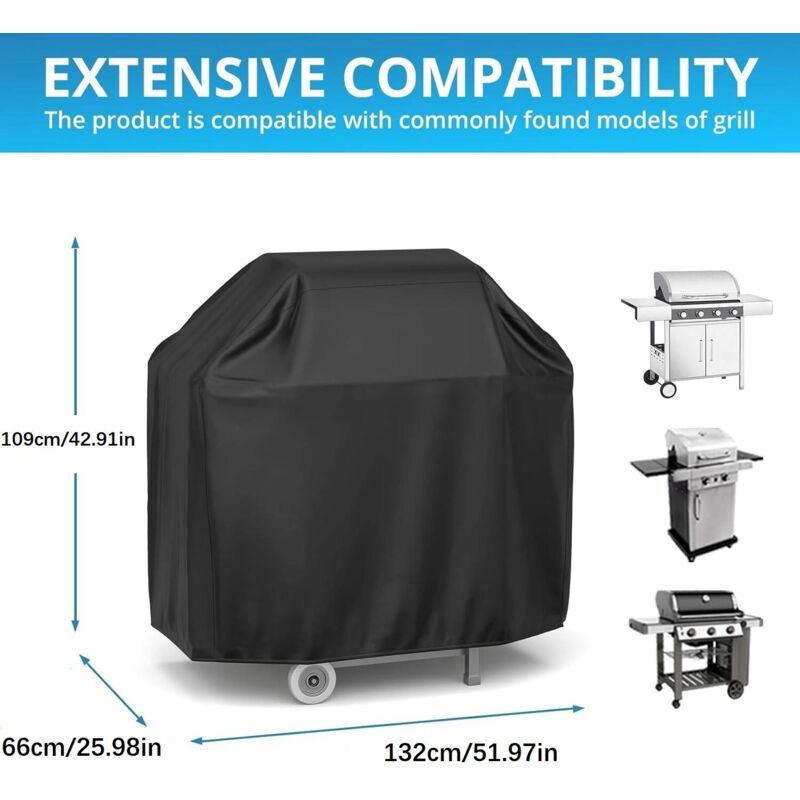 foto del prodotto telo copri barbecue 132x66x109cm nero telo copri barbecue impermeabile 210d telo protettivo per barbecue anti uv anti acqua anti umidit per weber