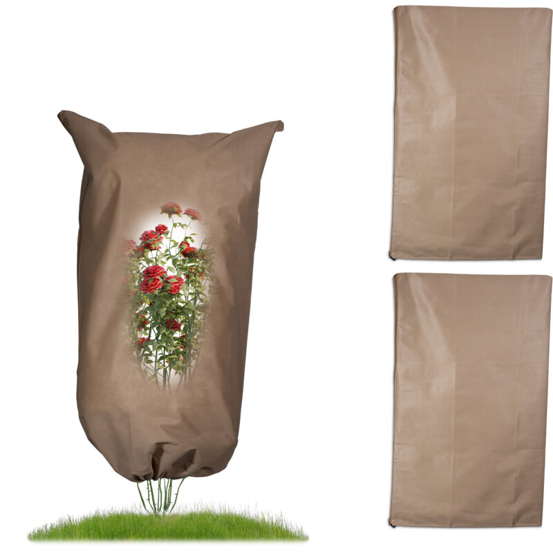 foto del prodotto telo copri piante inverno, set da 3 coperture antigelo da balcone esterno, sacchi in tnt, 100x60 cm, beige relaxdays