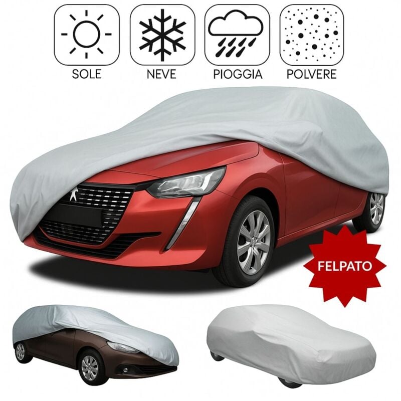 foto del prodotto telo copriauto felpato impermeabile resistente 90 g m standard peva con borsa misura m 432x165x145