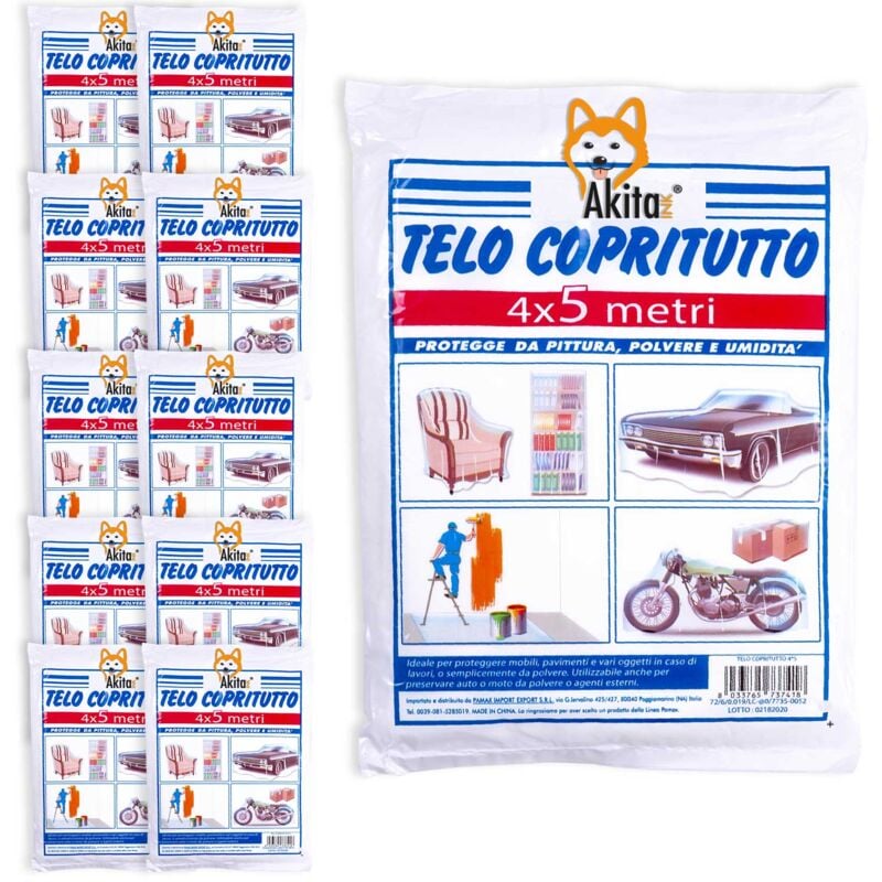 foto del prodotto telo copritutto, 10 pz telo protettivo 4x5m multiuso imbiancatura akitaink