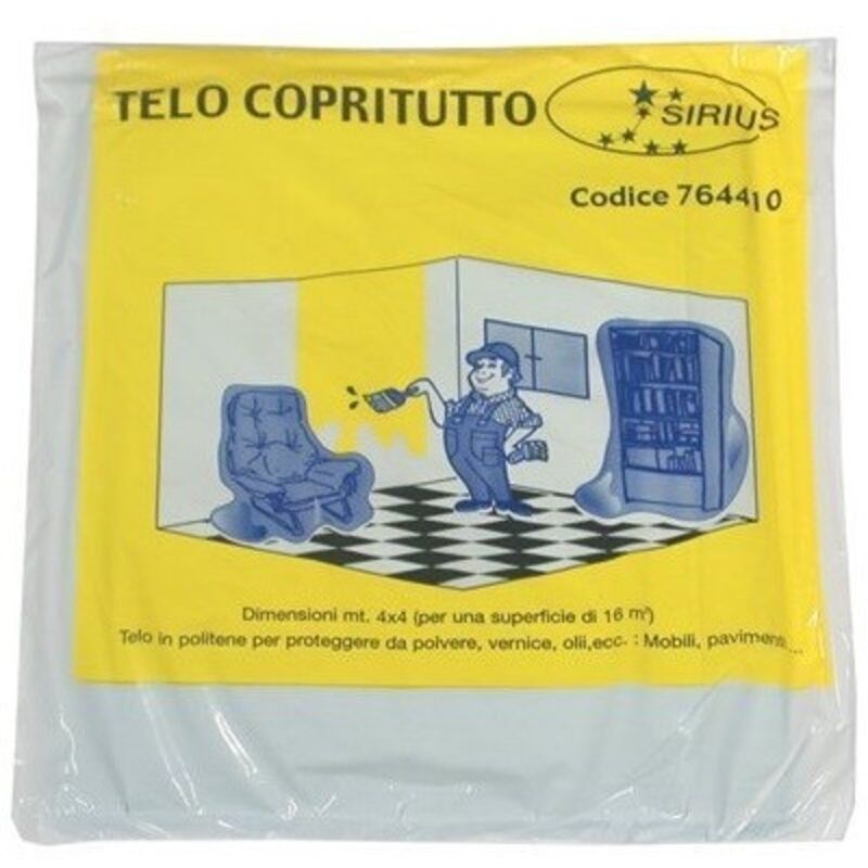 foto del prodotto telo copritutto 4x4 mq16 telone celofan pittura idropittura polvere pittore