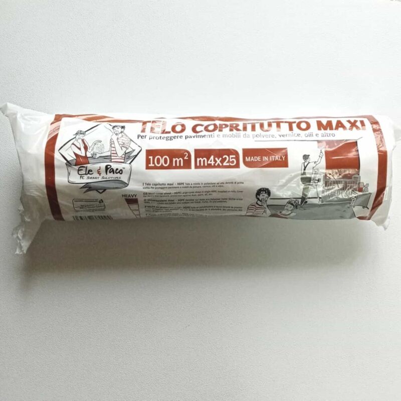 foto del prodotto telo copritutto maxi 4x25mt da imbianchino per proteggere da oli pittura polvere