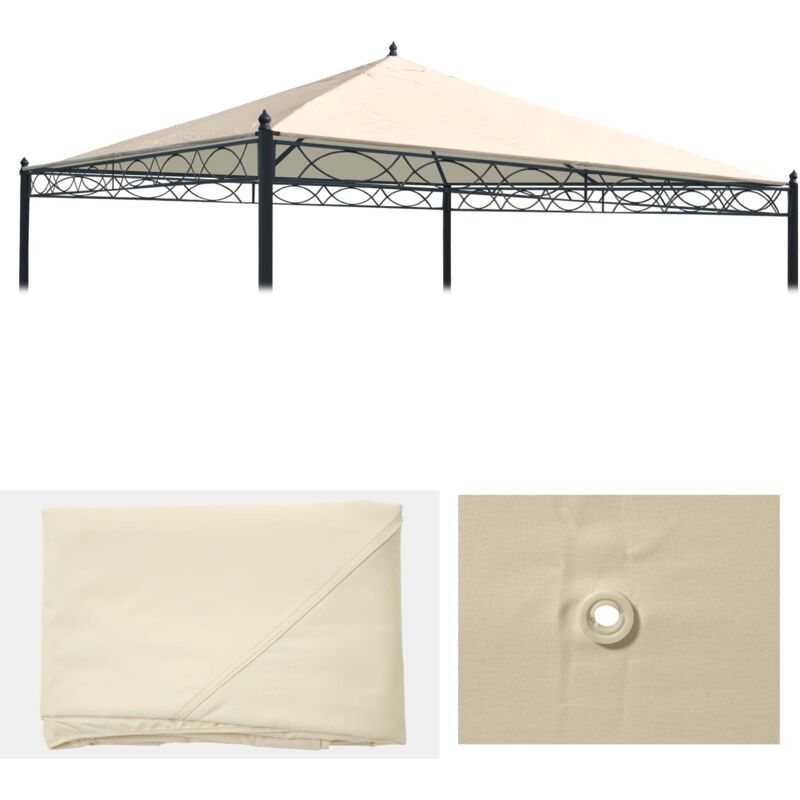 foto del prodotto telo di ricambio copertura tetto per gazebo cadice poliestere 3x3m avorio