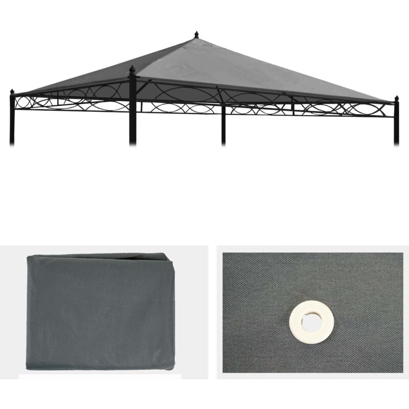 foto del prodotto telo di ricambio copertura tetto per gazebo cadice poliestere 3x3m grigio