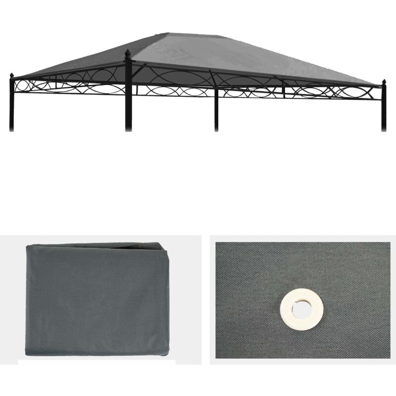 foto del prodotto telo di ricambio copertura tetto per gazebo cadice poliestere 3x4m grigio
