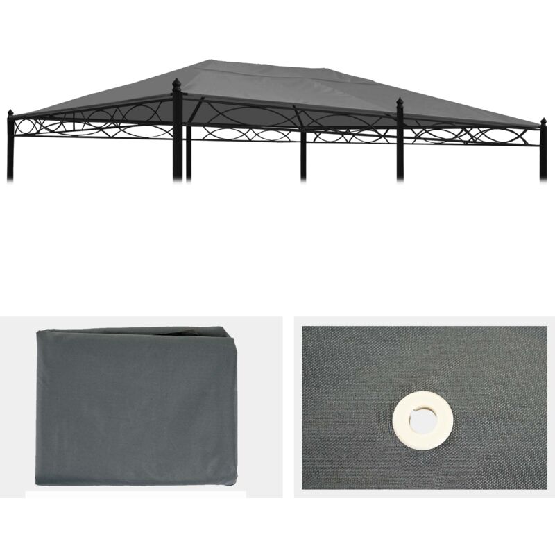 foto del prodotto telo di ricambio copertura tetto per gazebo cadice poliestere 3x5m grigio
