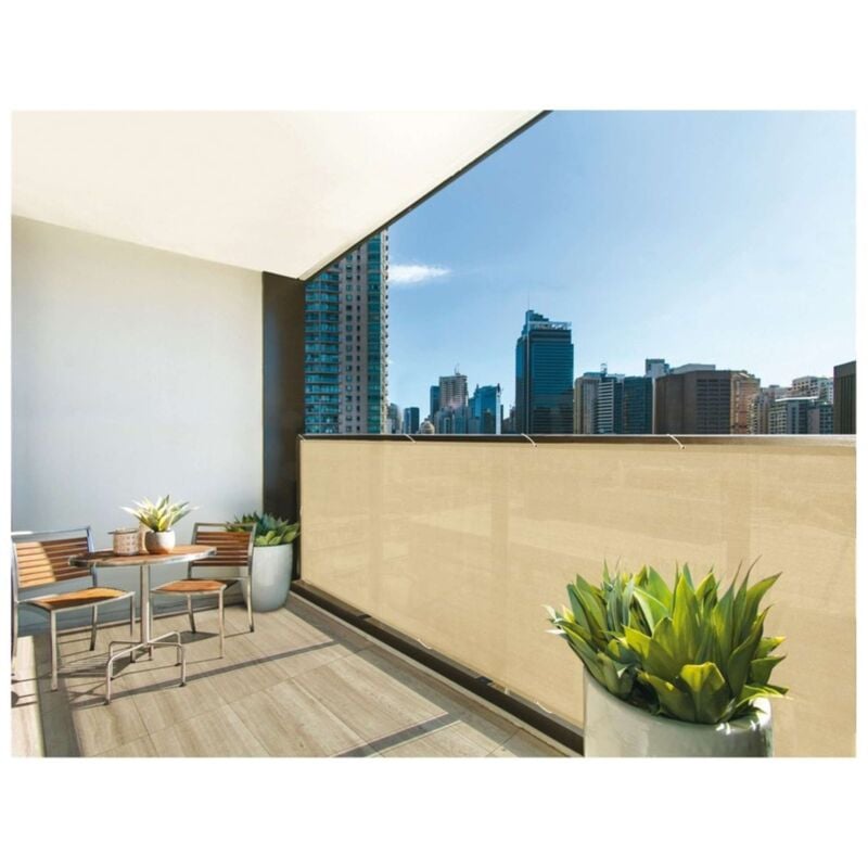 foto del prodotto telo frangivista beige per balcone resistente e anti strappo da terrazzo