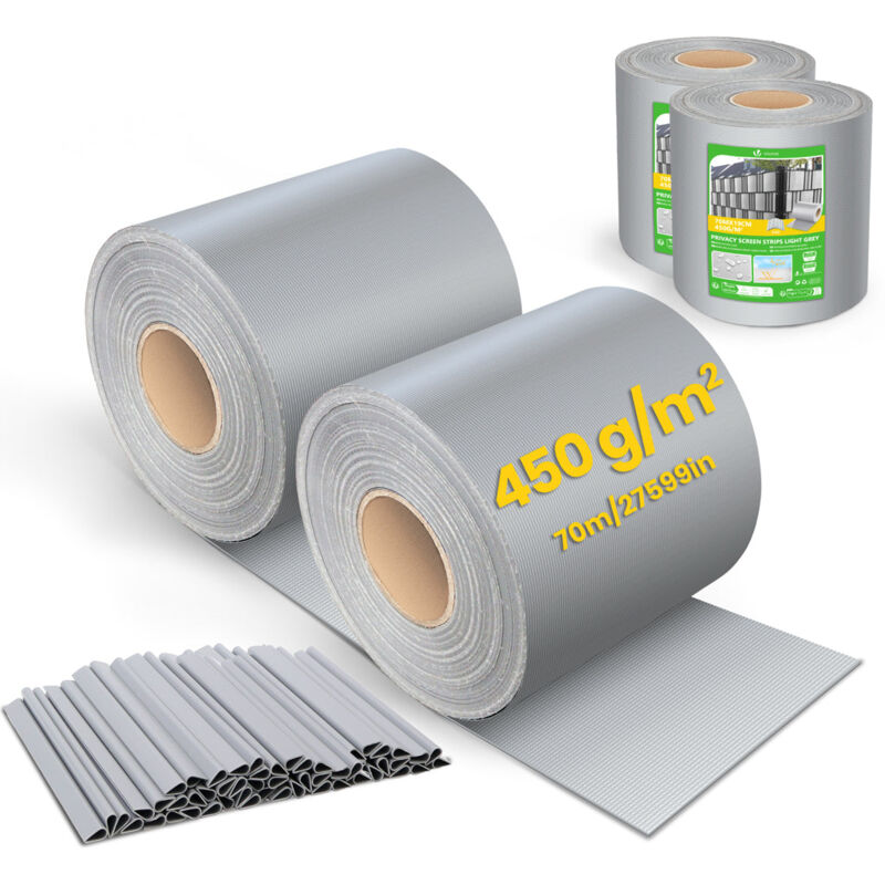 foto del prodotto telo frangivista in pvc per recinzione giardino 19cm x 140m 450 g m grigio chiaro