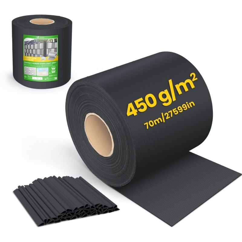 foto del prodotto telo frangivista in pvc per recinzione giardino 19cm x 70m 450 g m nero