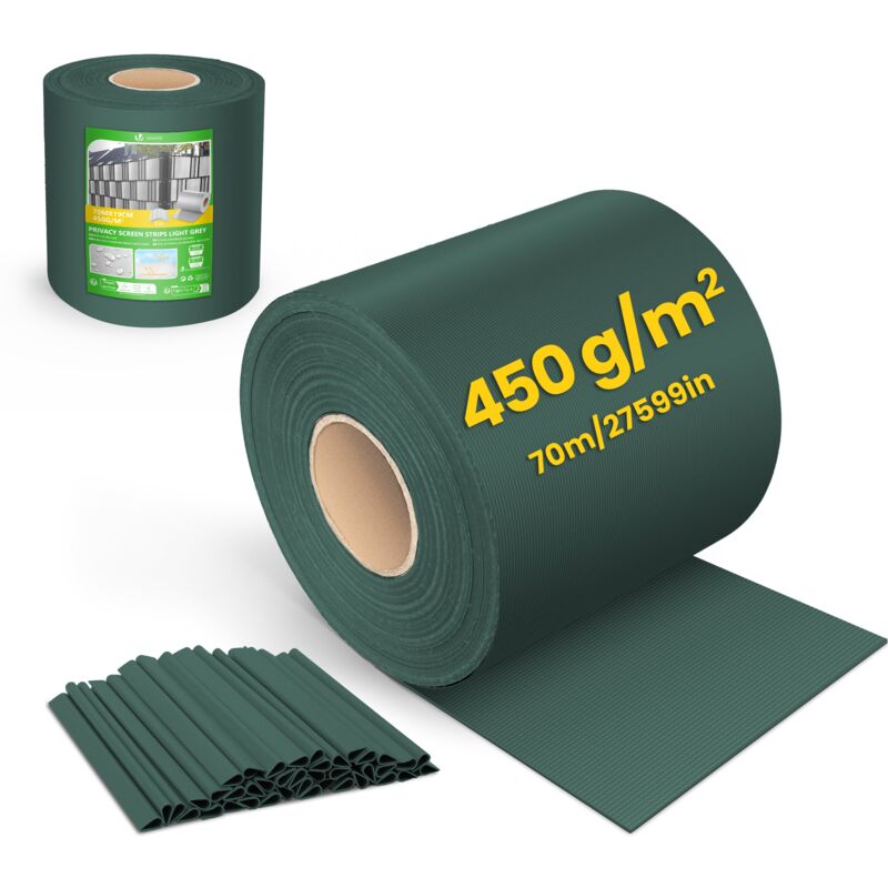 foto del prodotto telo frangivista in pvc per recinzione giardino 19cm x 70m 450 g m verde