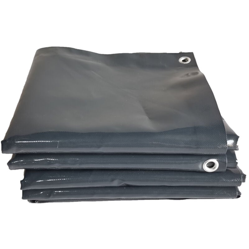foto del prodotto telo impermeabile 4 x 7 m, pvc 650 g m , impermeabile, antipioggia, con occhielli, antracite telo copritutto occhiellato, copertura, telone