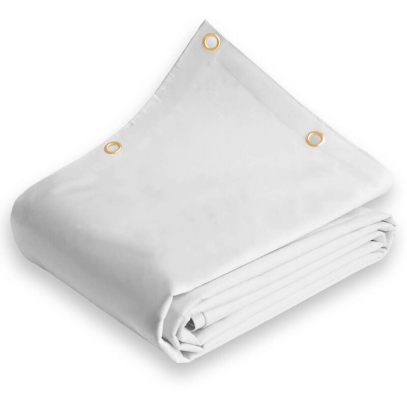 foto del prodotto telo impermeabile 650 gr m telone per camion pesante bianco con occhielli 4x5