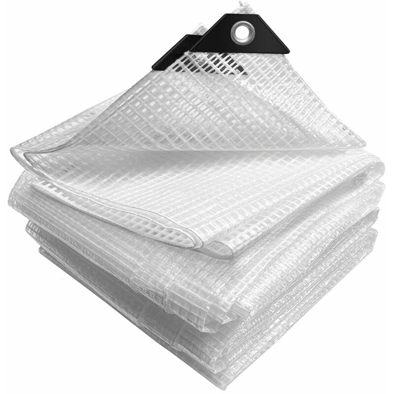 foto del prodotto telo impermeabile esterno 3x4m, telone occhiellato rinforzato pe 180 g m , bianco vounot