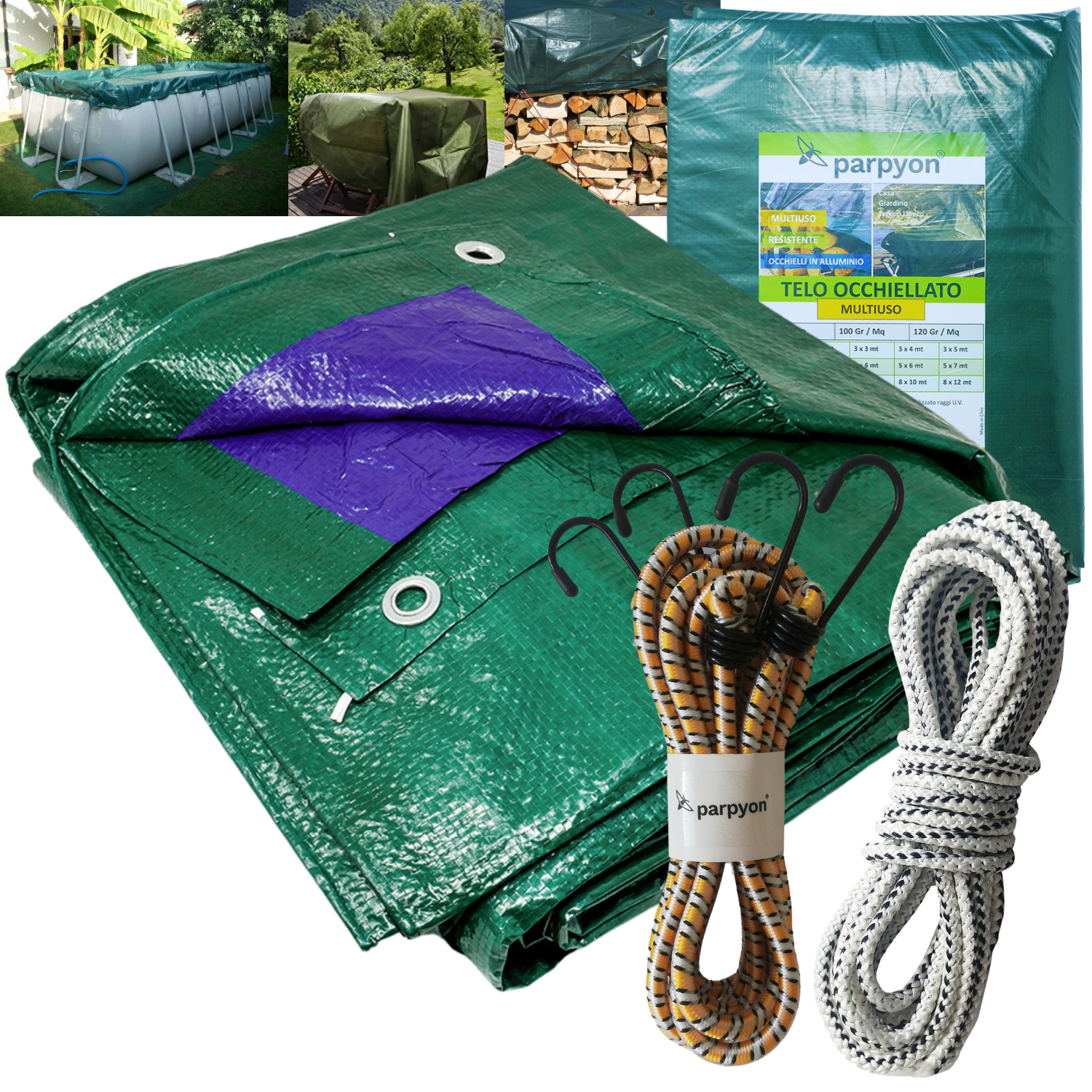 foto del prodotto telo impermeabile esterno multiuso da 100gr mq telone occhiellato