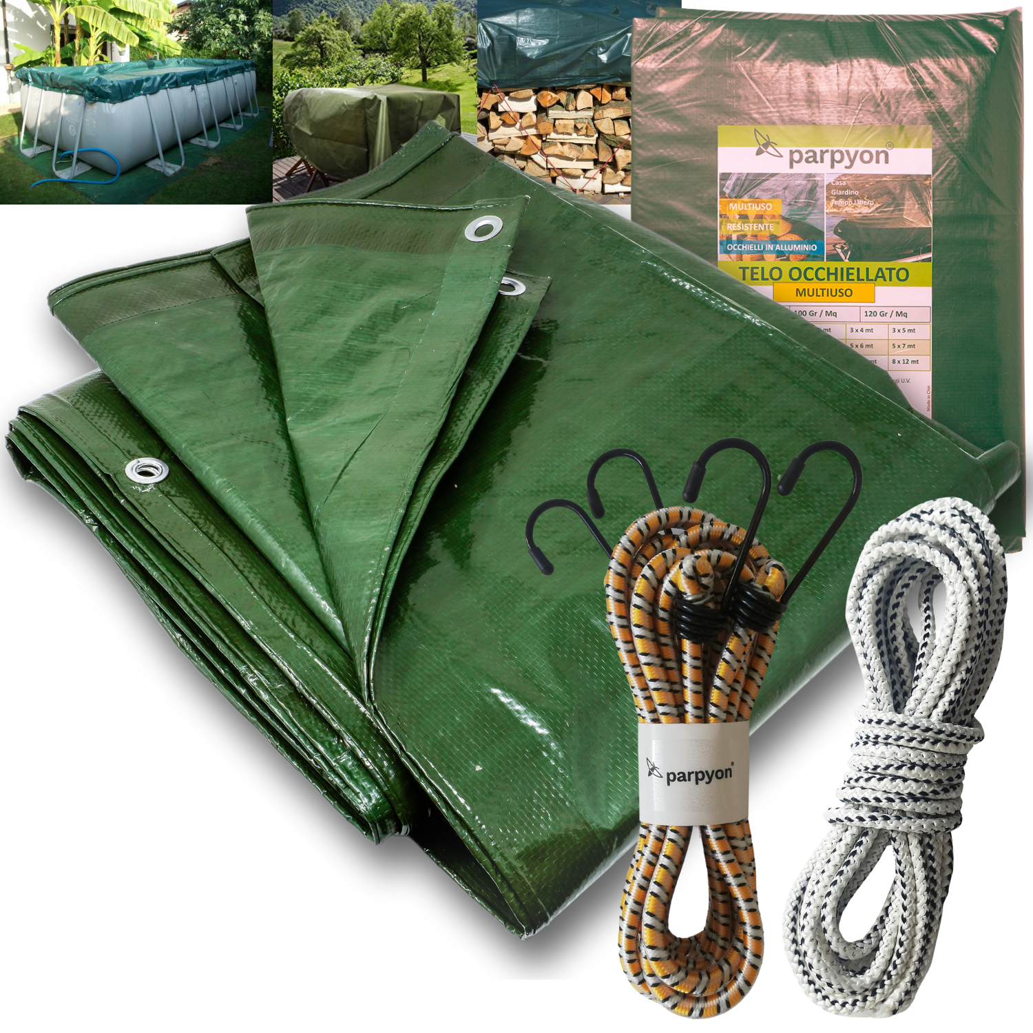 foto del prodotto telo impermeabile esterno multiuso da 120gr mq telone occhiellato