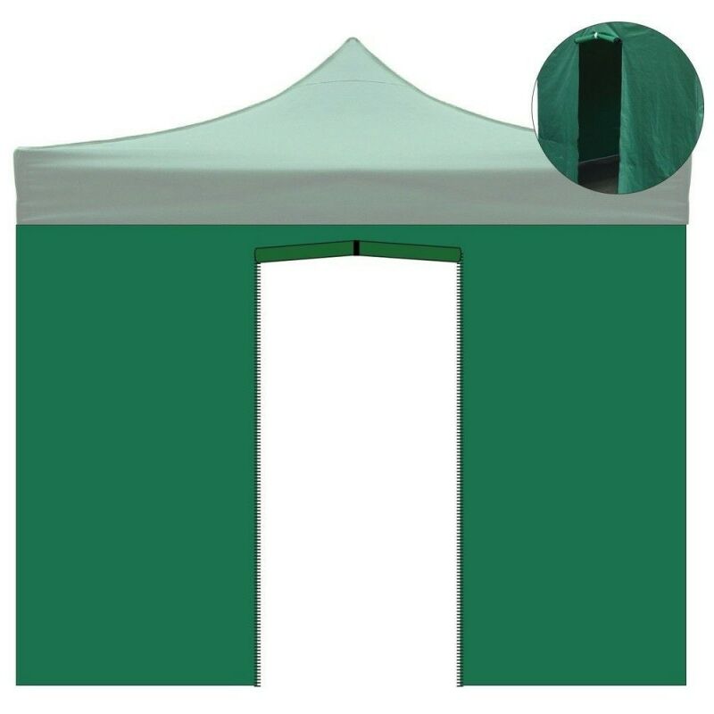 foto del prodotto telo laterale 3x2m verde impermeabile con porta avvolgibile per gazebo richiudibile 3x3mt