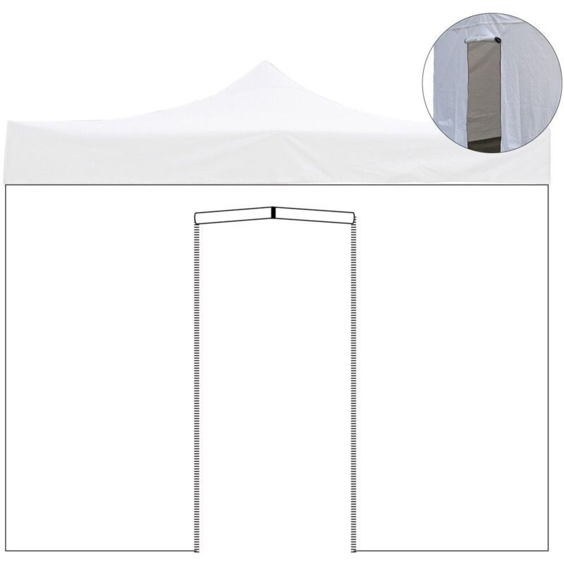 foto del prodotto telo laterale 4,5x2mt bianco impermeabile con porta avvolgibile per gazebo richiudibile