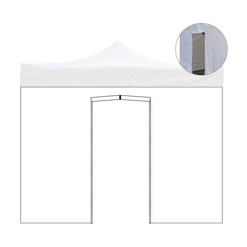 foto del prodotto telo laterale 6x2mt bianco impermeabile con porta avvolgibile per gazebo richiudibile 3x6mt