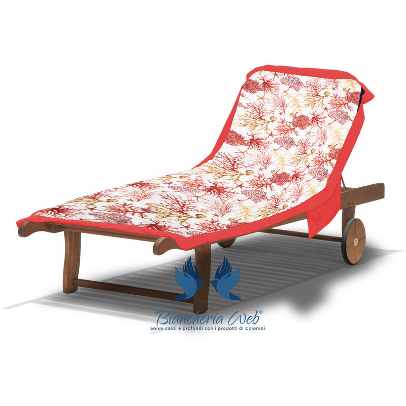 foto del prodotto telo mare da lettino con cuscino modello comodo summer dis. corallo rosso