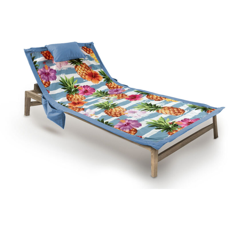 foto del prodotto telo mare da lettino con cuscino modello comodo summer disegno ananas