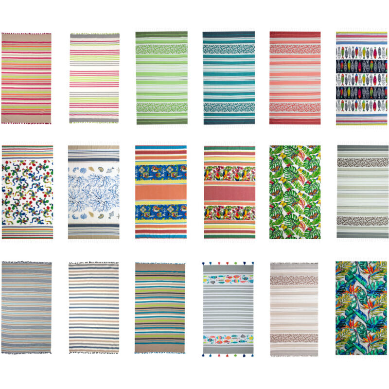 foto del prodotto telo mare fouta per spiaggia fantasia rigata multicolore leopard pesci, misurafoutacoloremulti safari petrolio