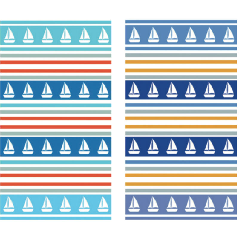 foto del prodotto telo mare jacquard spugna asciugamano spiaggia disegno boat, misuratelo marecoloreblu arancio