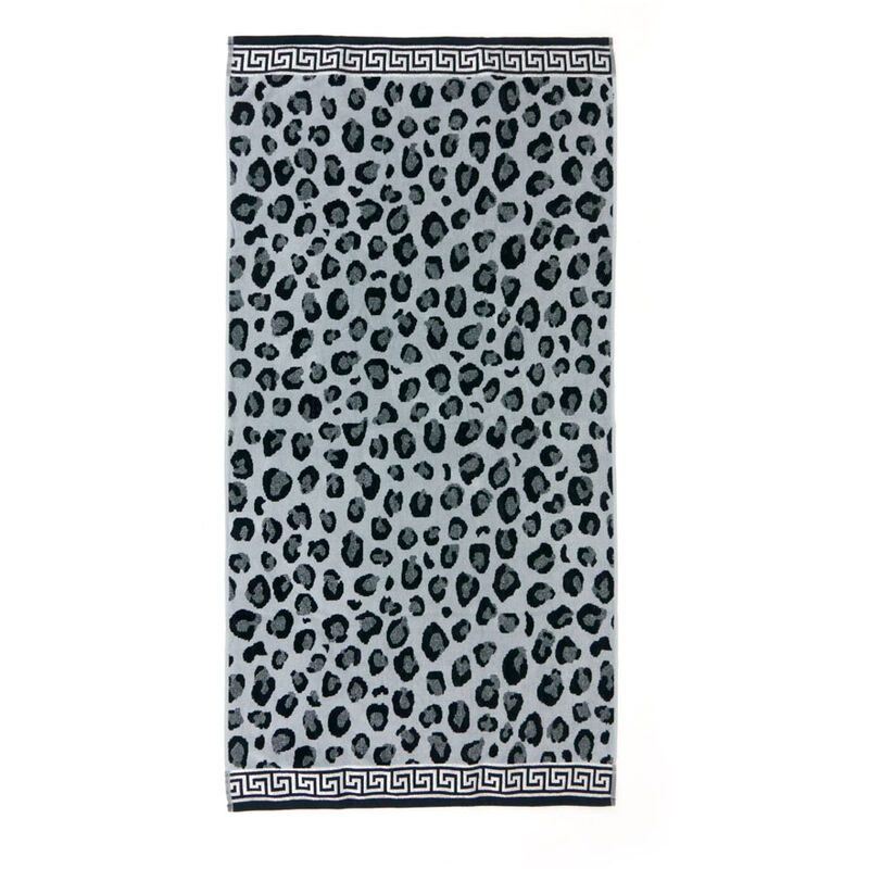 foto del prodotto telo mare jacquard spugna asciugamano spiaggia disegno cleopatra grigio
