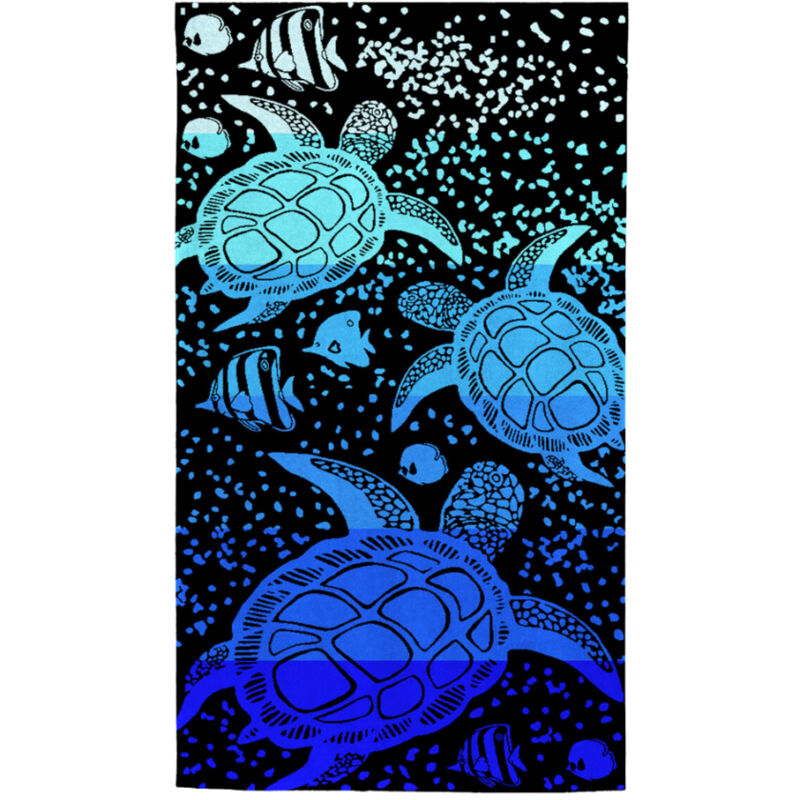 foto del prodotto telo mare jacquard spugna asciugamano spiaggia disegno guizzo blu