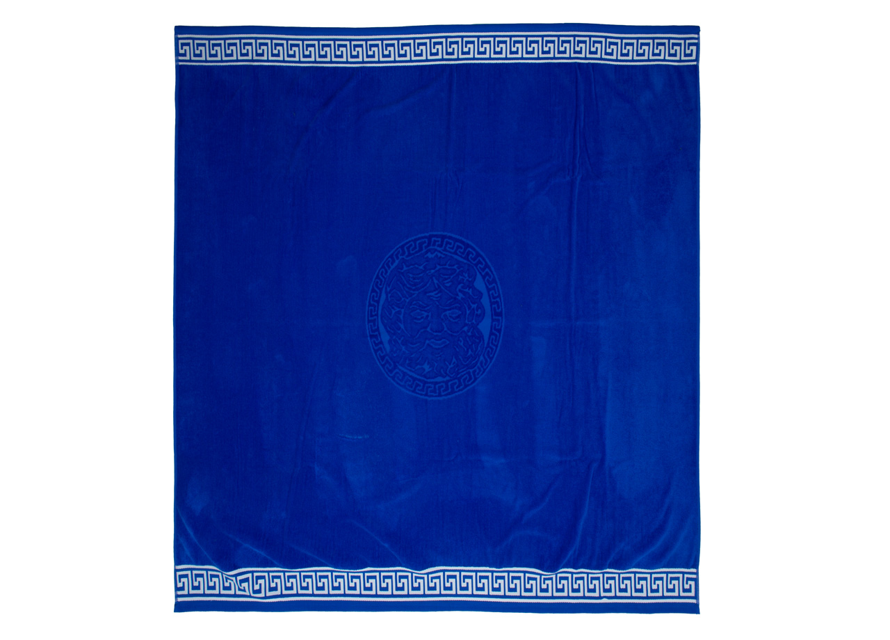 foto del prodotto telo mare jumbo grande jacquard spugna asciugamano spiaggia telo mare cameo blu