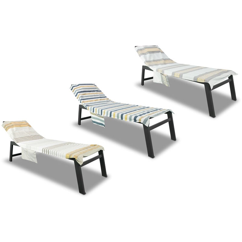 foto del prodotto telo mare lettino spiaggia piscina con cuscino e tasche modello gold, misuratelo marecoloregrigio gold