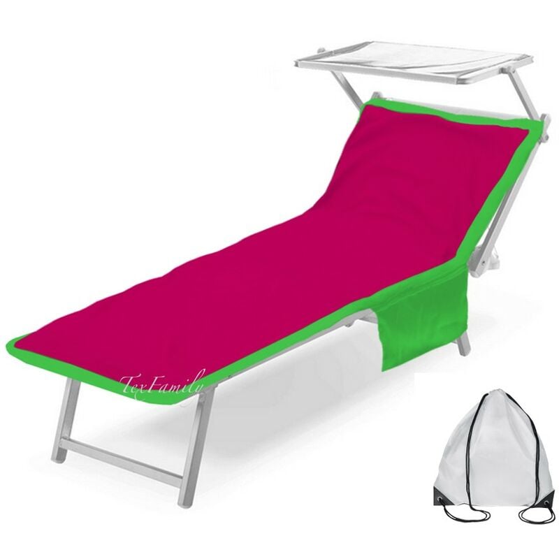 foto del prodotto telo mare lettino teddy in microfibra con tasche misura cm. 80 x 190 fucsia